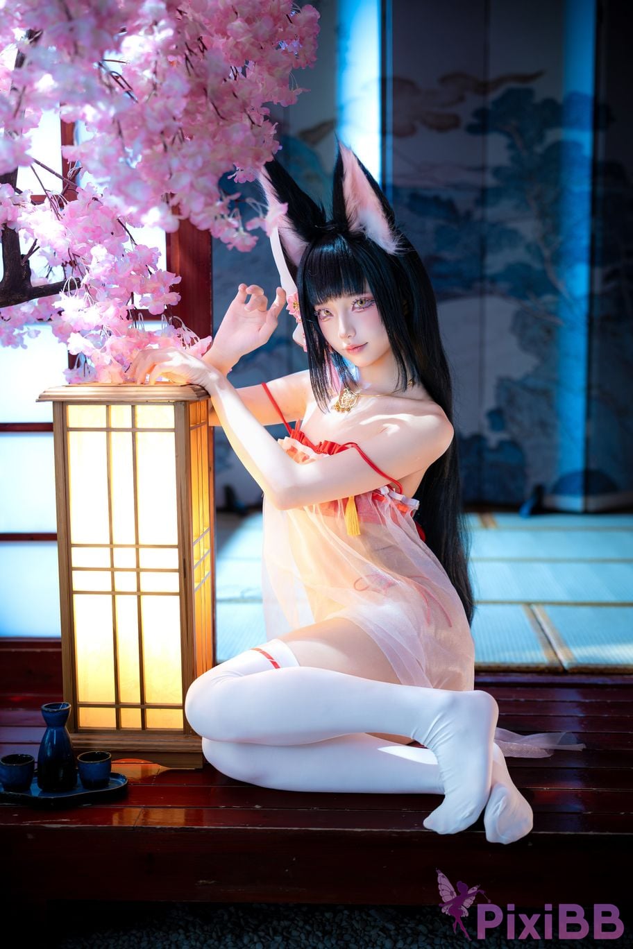 Cosplayer fox jiujiu Azur Lane Nagato Pajamas PixiBB.COM 001