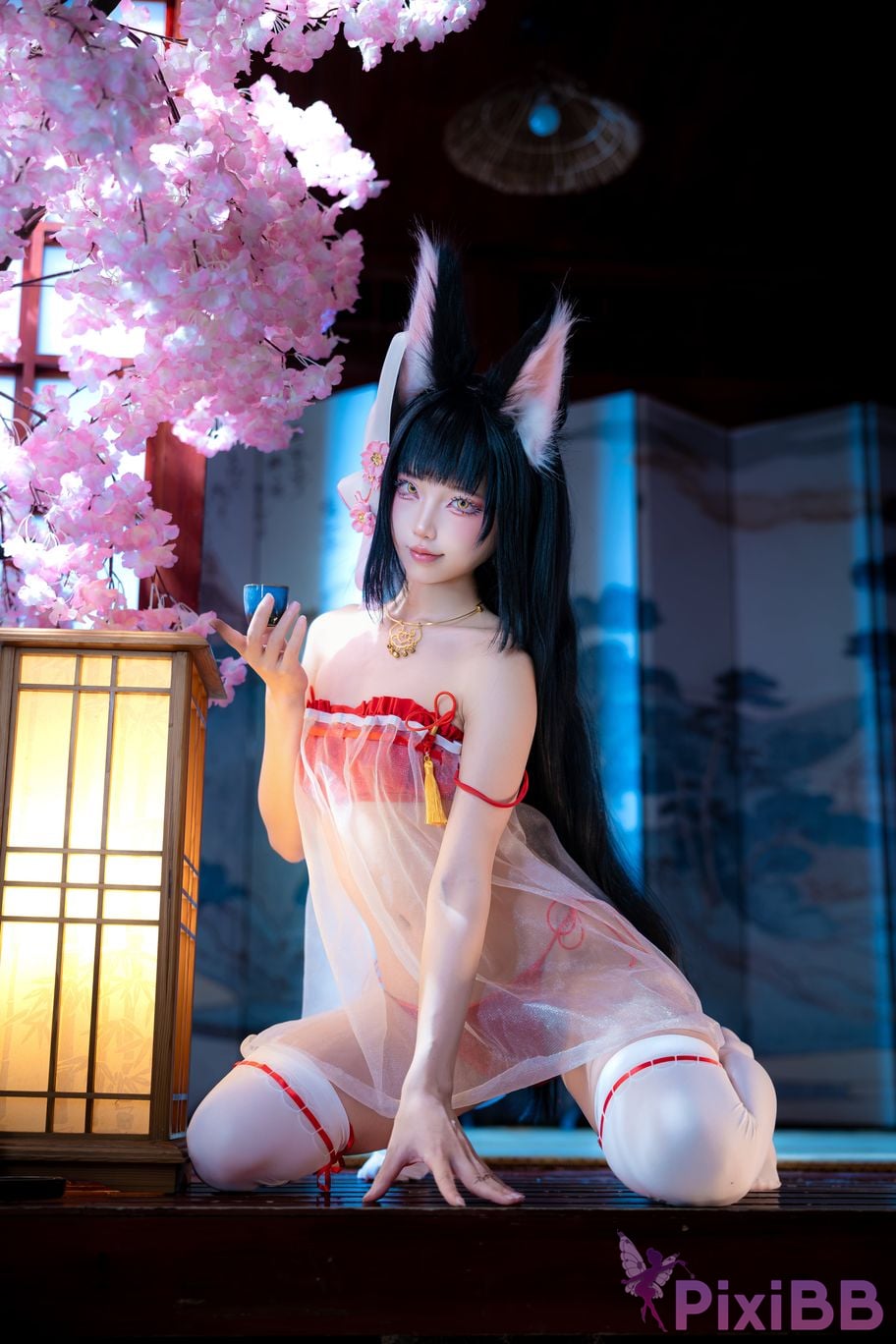Cosplayer fox jiujiu Azur Lane Nagato Pajamas PixiBB.COM 011