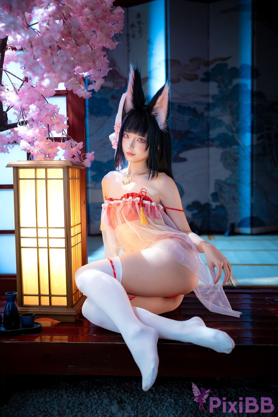 Cosplayer fox jiujiu Azur Lane Nagato Pajamas PixiBB.COM 012