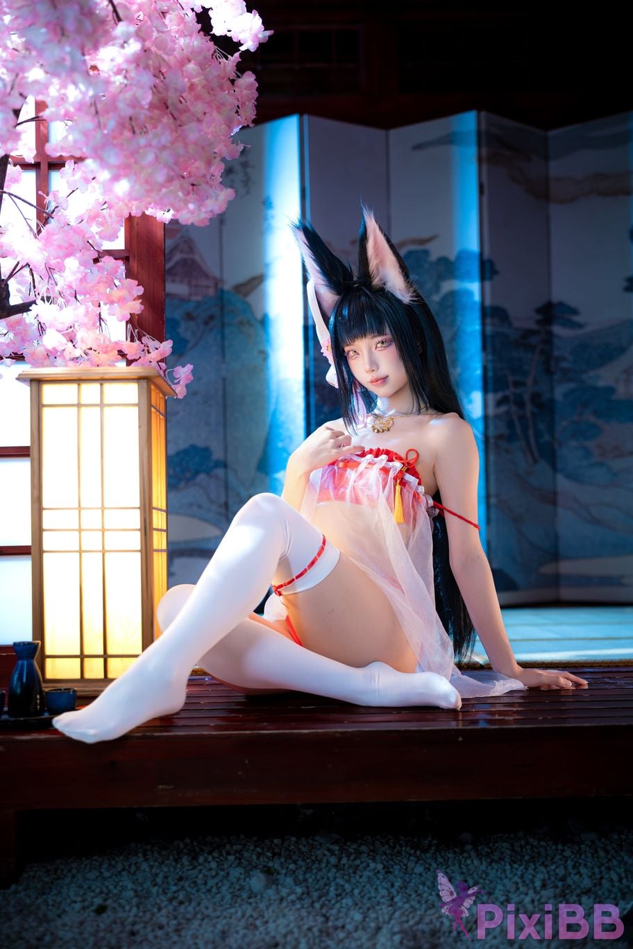 Cosplayer fox jiujiu Azur Lane Nagato Pajamas PixiBB.COM 018