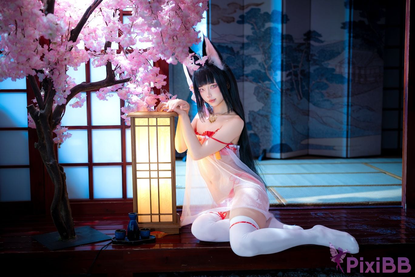 Cosplayer fox jiujiu Azur Lane Nagato Pajamas PixiBB.COM 022