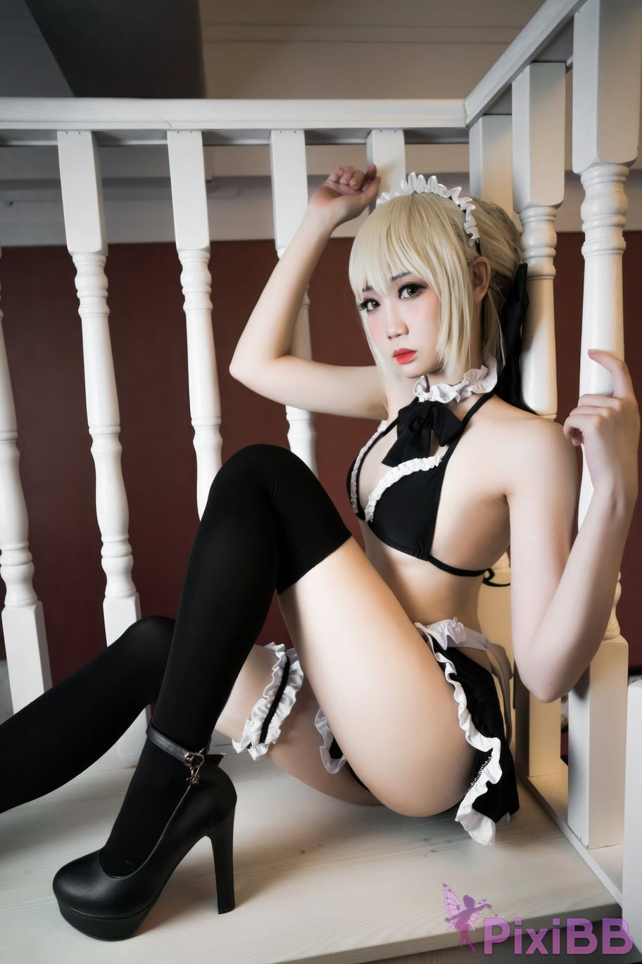 Cosplayer Braised carbon FGO Black maid PixiBB.COM 017