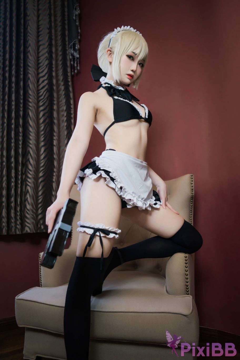 Cosplayer Braised carbon FGO Black maid PixiBB.COM 018
