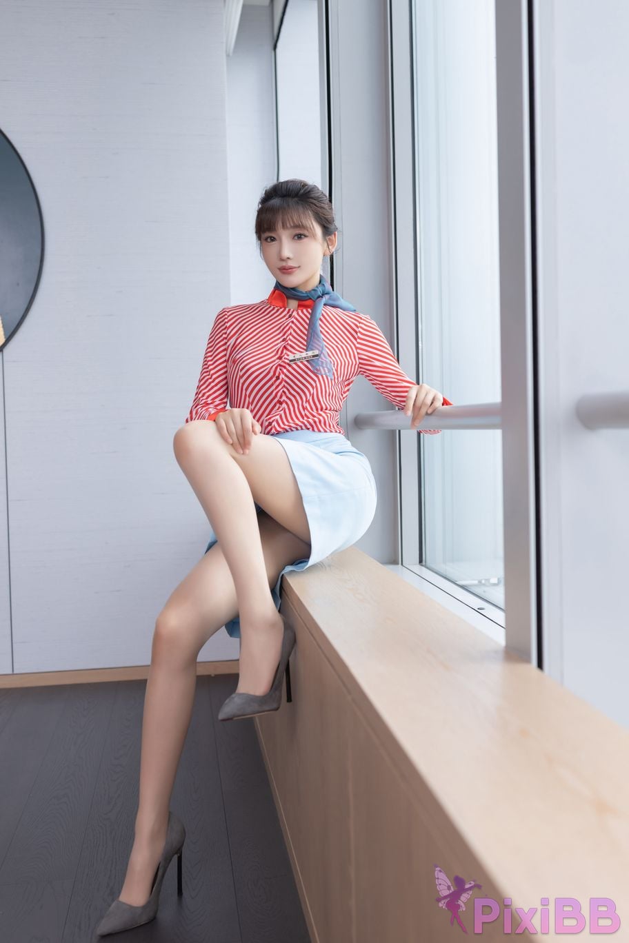 No watermark for in app purchases Lu Xuan Xuanxuan XIUREN Model striped shirt PixiBB.COM 005