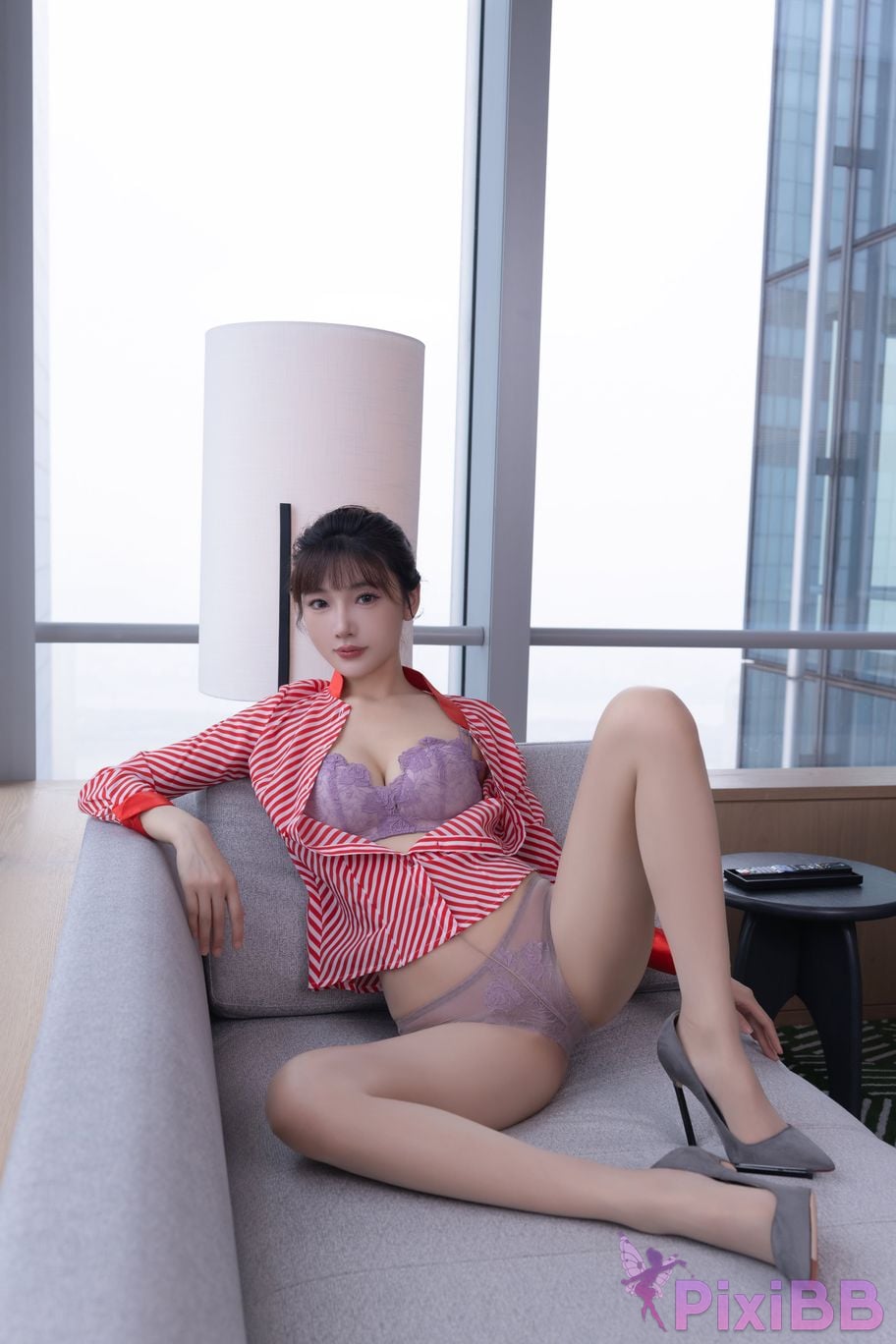 No watermark for in app purchases Lu Xuan Xuanxuan XIUREN Model striped shirt PixiBB.COM 032