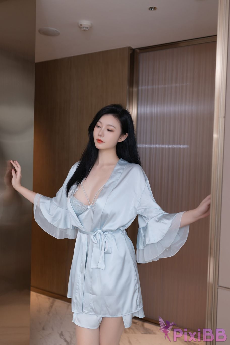 No watermark for in app purchases safely anran XIUREN Model Sexy ice silk pajamas PixiBB.COM 004