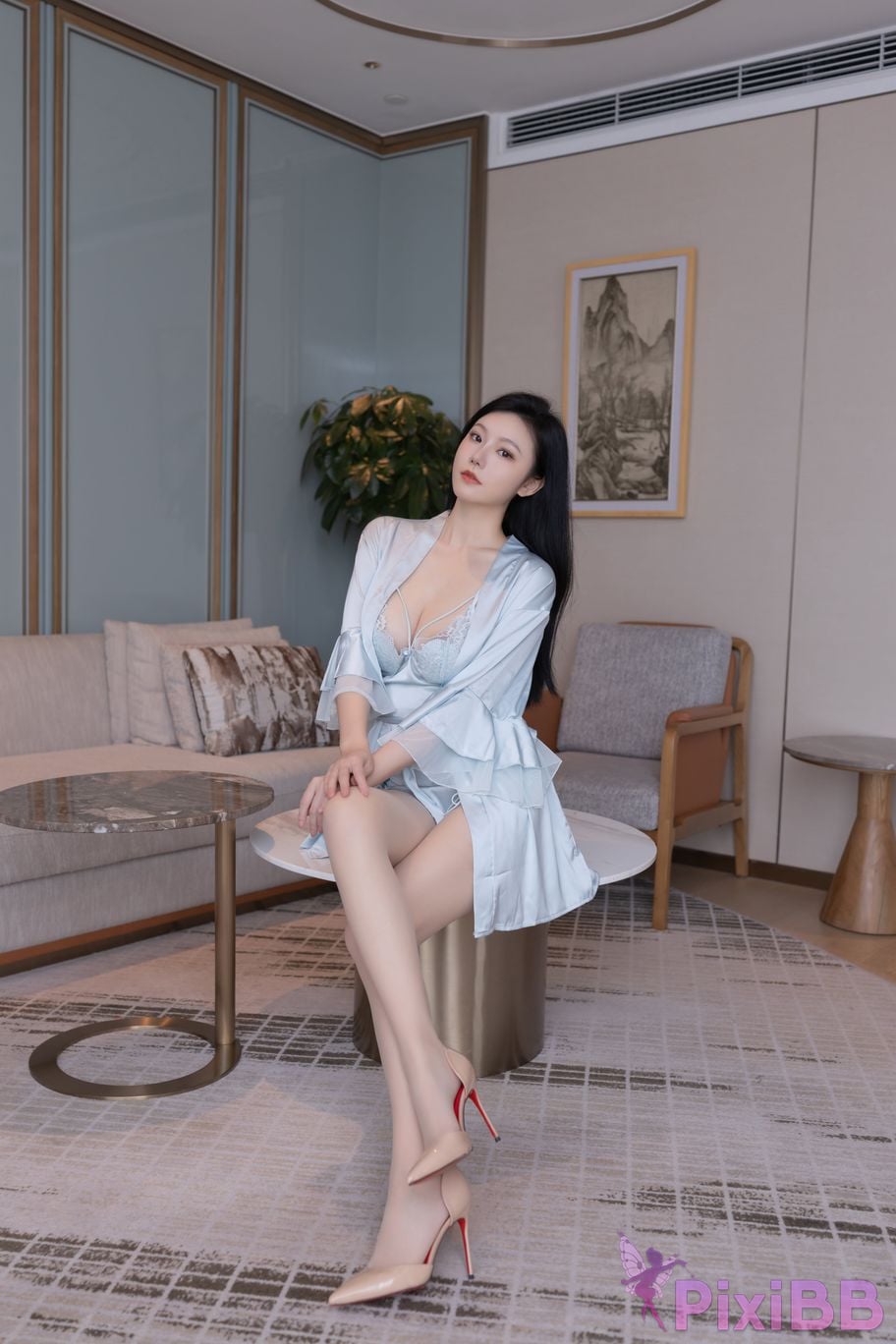No watermark for in app purchases safely anran XIUREN Model Sexy ice silk pajamas PixiBB.COM 011