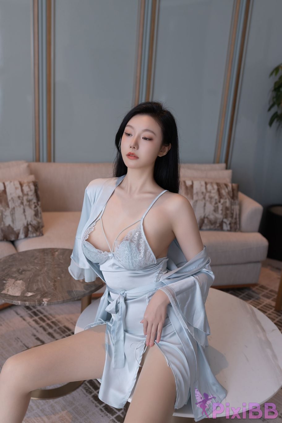 No watermark for in app purchases safely anran XIUREN Model Sexy ice silk pajamas PixiBB.COM 017