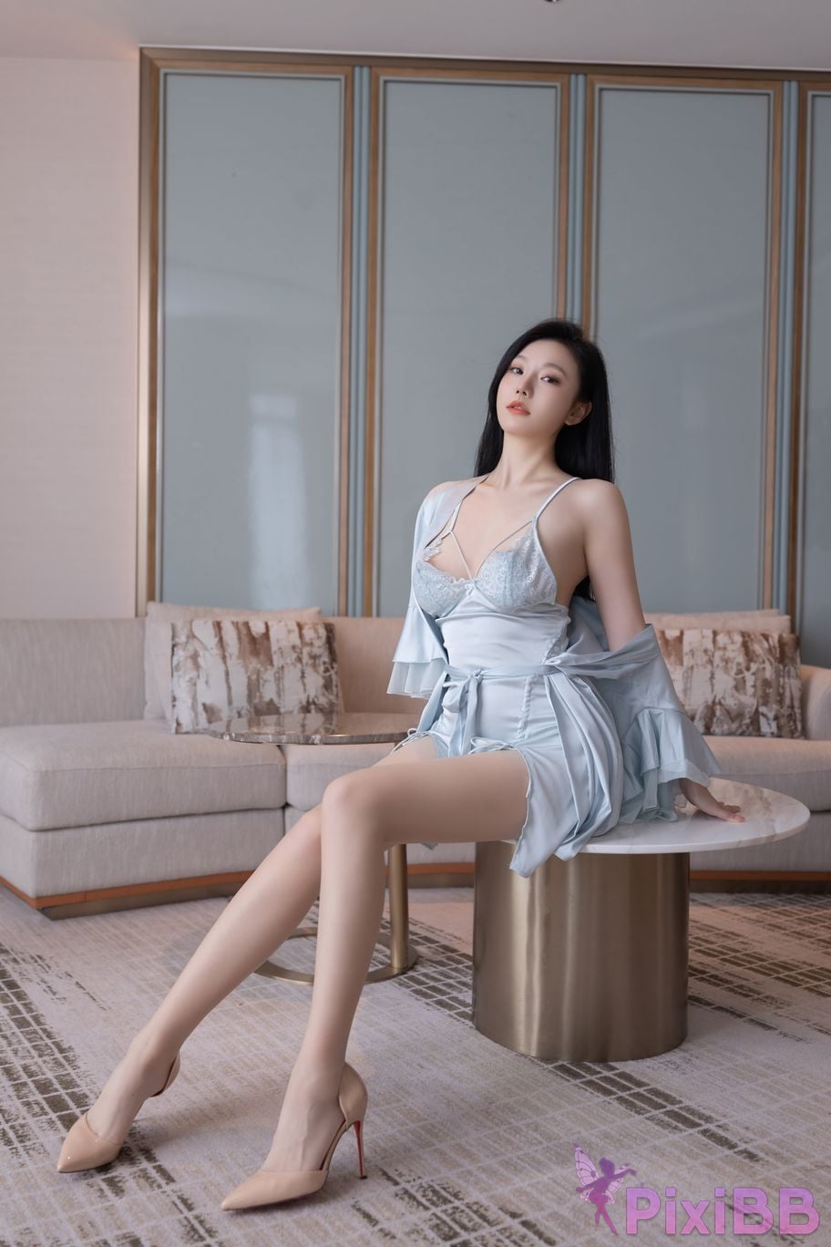 No watermark for in app purchases safely anran XIUREN Model Sexy ice silk pajamas PixiBB.COM 018