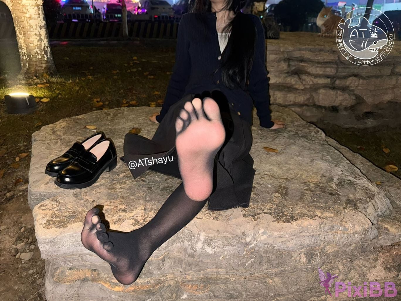 Cosplayer AT shark Outdoor five finger black stockings PixiBB.COM 003