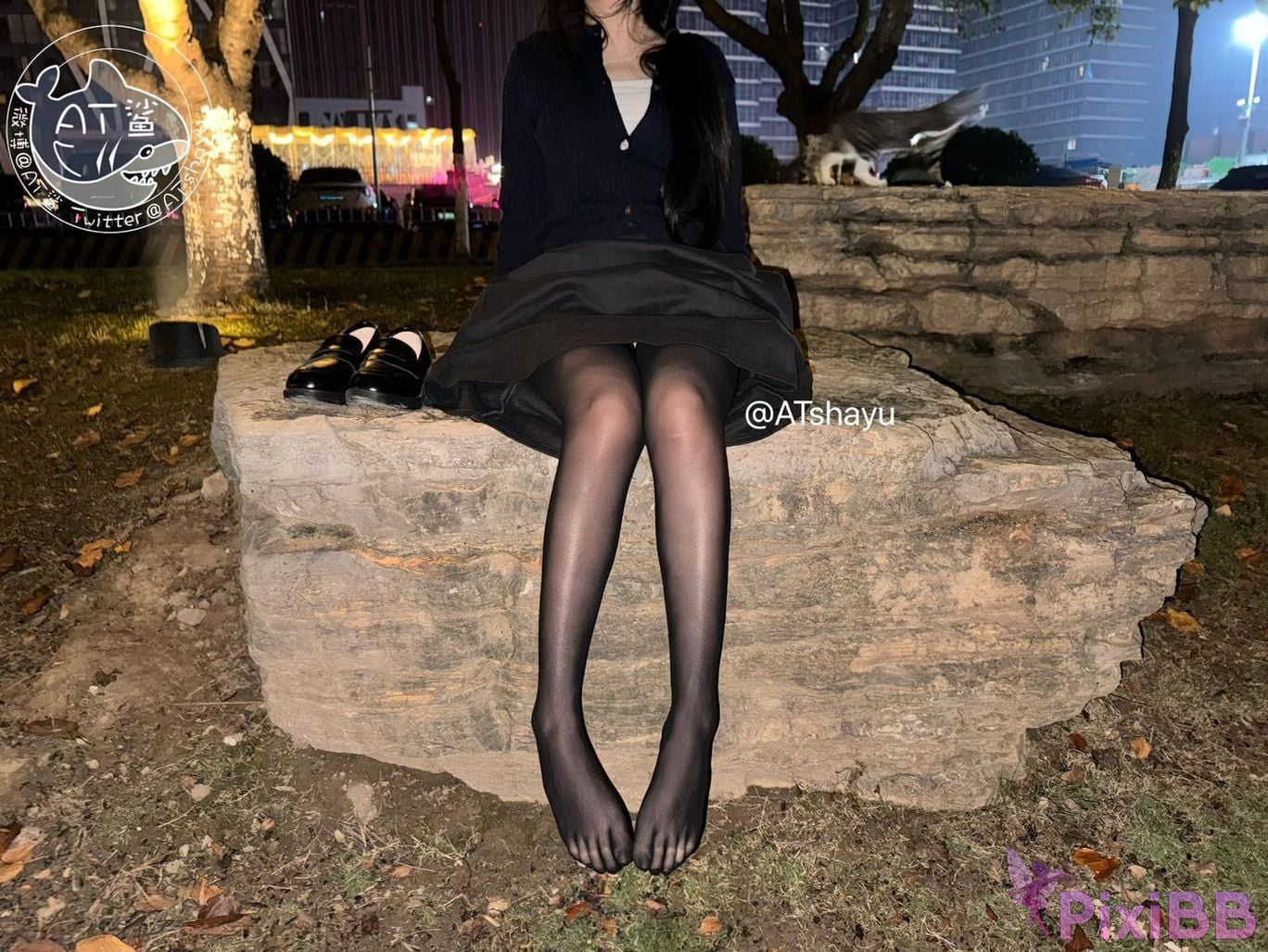 Cosplayer AT shark Outdoor five finger black stockings PixiBB.COM 004