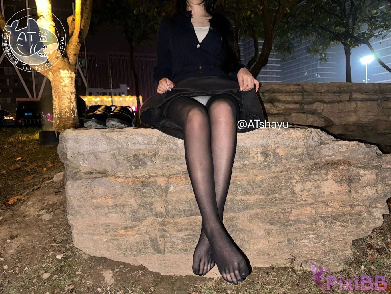 Cosplayer AT shark Outdoor five finger black stockings PixiBB.COM 005