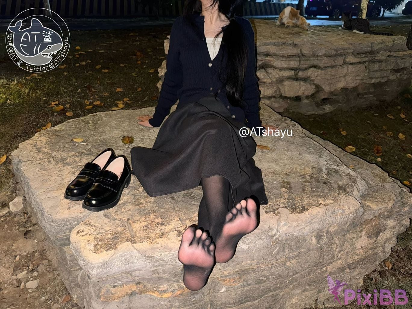 Cosplayer AT shark Outdoor five finger black stockings PixiBB.COM 028