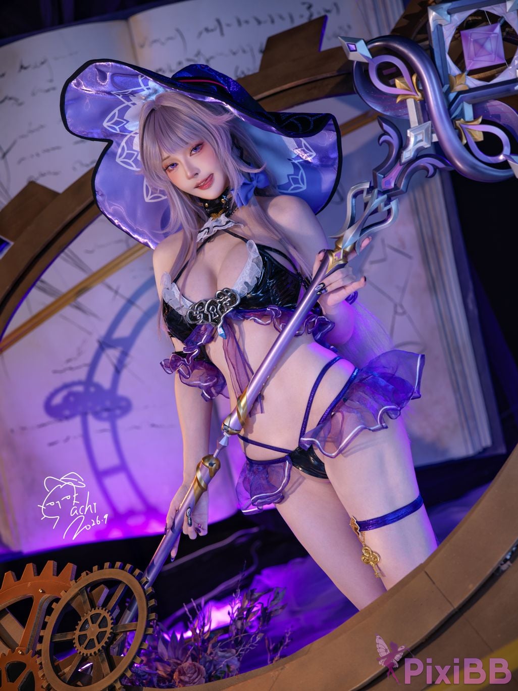Cosplayer Machi Maggie Big black tower swimsuit The Herta PixiBB.COM 003