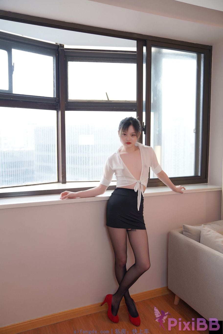 Private Photoshoot Yueyue Short skirt and black stockings full scale private photoshoot PixiBB.COM 166