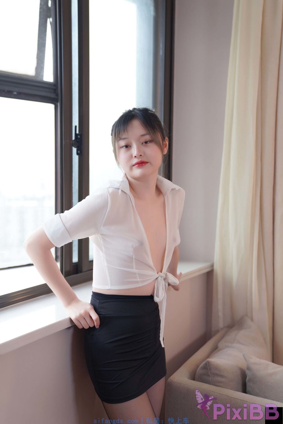Private Photoshoot Yueyue Short skirt and black stockings full scale private photoshoot PixiBB.COM 168