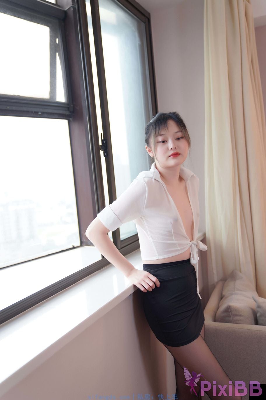 Private Photoshoot Yueyue Short skirt and black stockings full scale private photoshoot PixiBB.COM 174