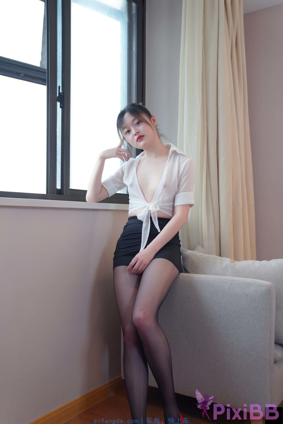 Private Photoshoot Yueyue Short skirt and black stockings full scale private photoshoot PixiBB.COM 181