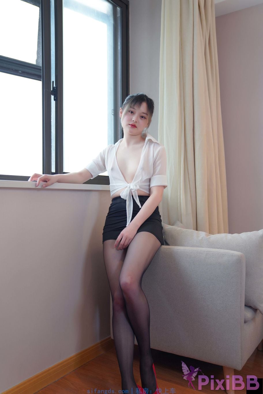 Private Photoshoot Yueyue Short skirt and black stockings full scale private photoshoot PixiBB.COM 182