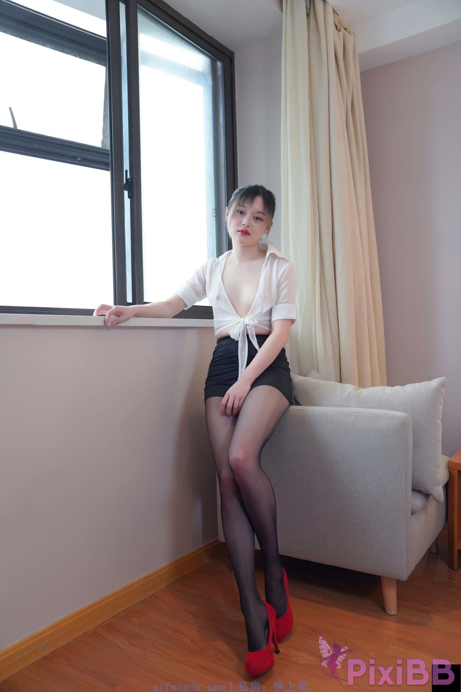 Private Photoshoot Yueyue Short skirt and black stockings full scale private photoshoot PixiBB.COM 183