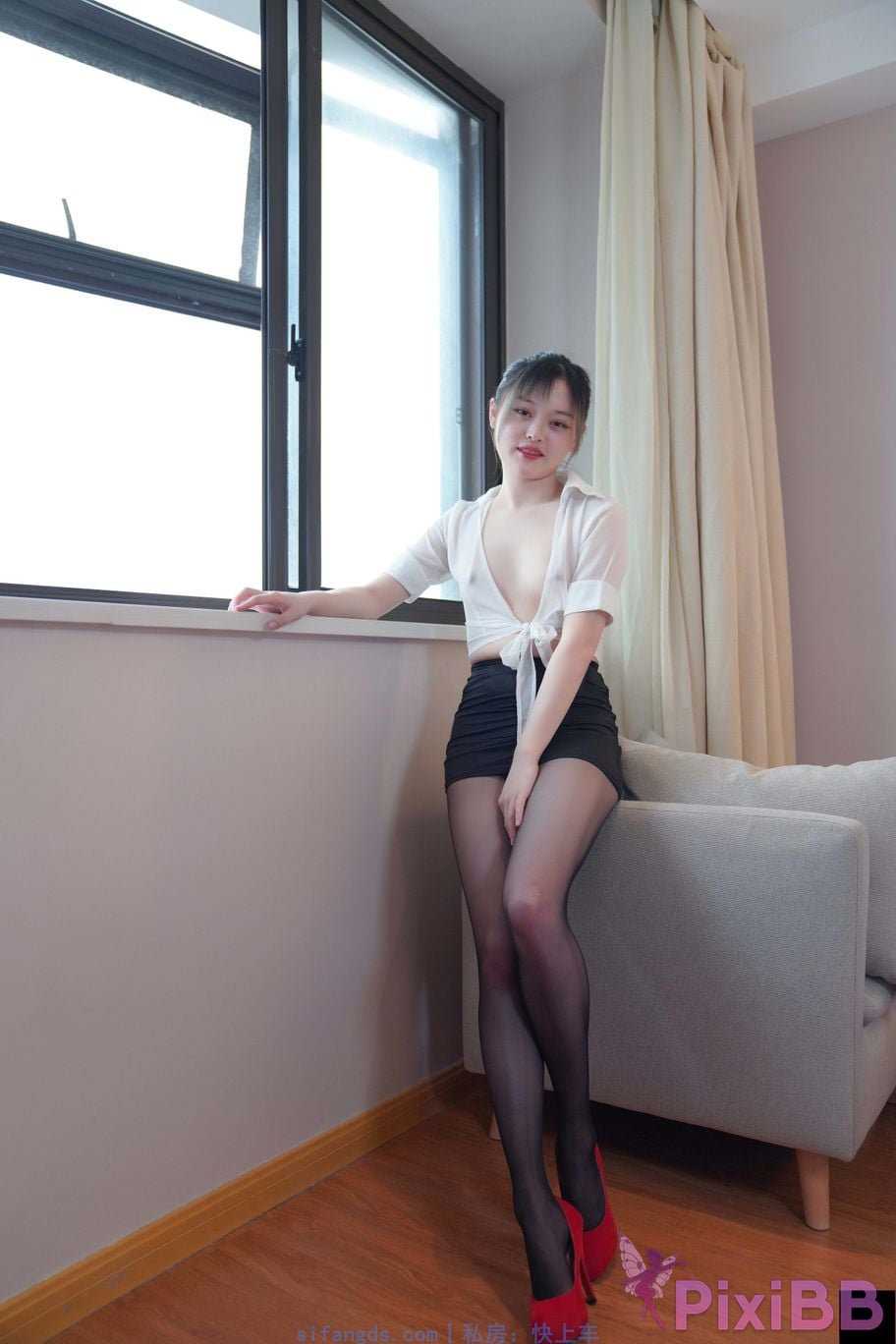 Private Photoshoot Yueyue Short skirt and black stockings full scale private photoshoot PixiBB.COM 184