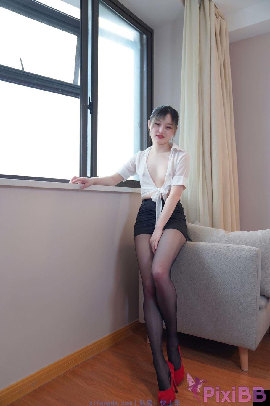Private Photoshoot Yueyue Short skirt and black stockings full scale private photoshoot PixiBB.COM 185