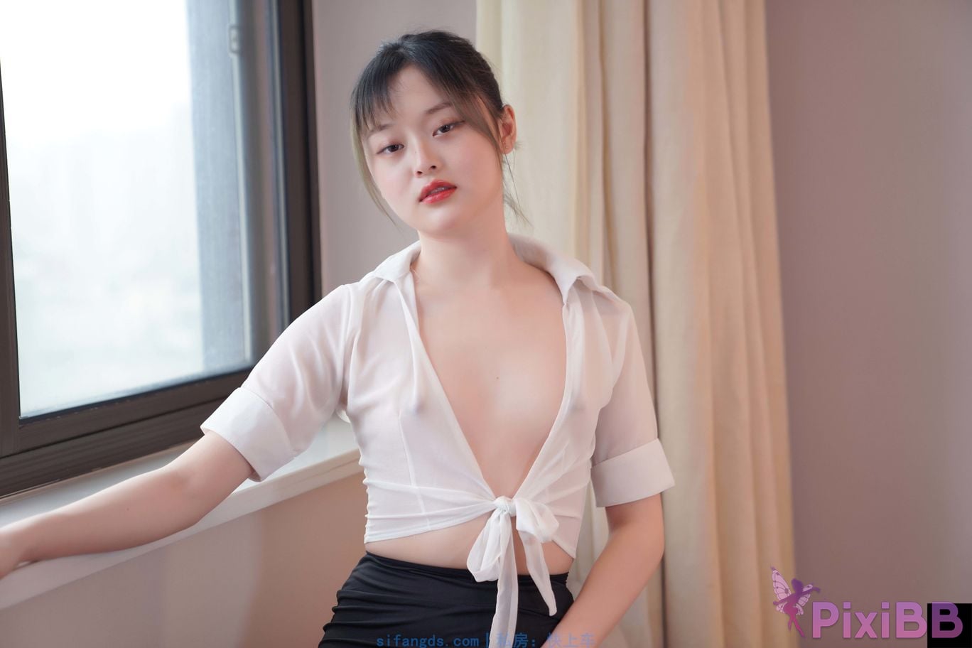 Private Photoshoot Yueyue Short skirt and black stockings full scale private photoshoot PixiBB.COM 197