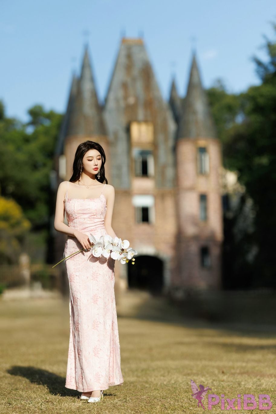 No watermark for in app purchases Yang Chenchen Yome XIUREN Model pink dress PixiBB.COM 003