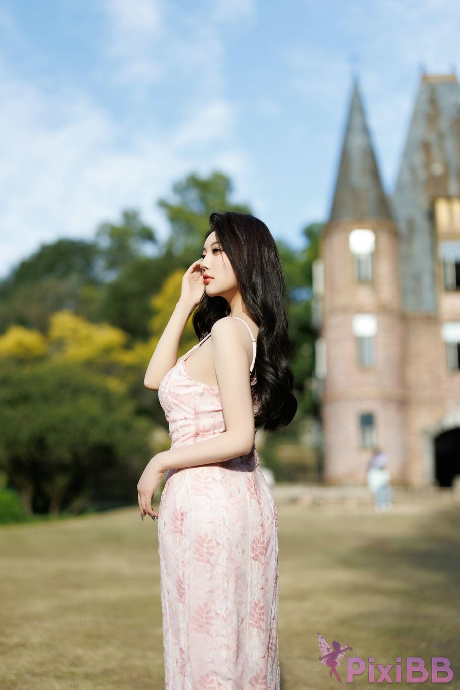 No watermark for in app purchases Yang Chenchen Yome XIUREN Model pink dress PixiBB.COM 006