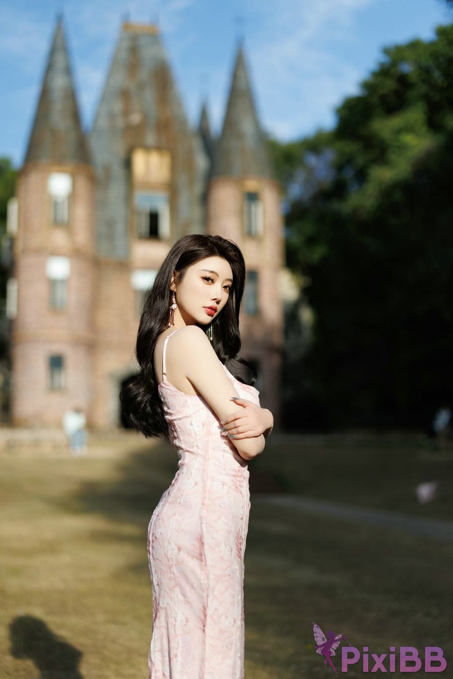 No watermark for in app purchases Yang Chenchen Yome XIUREN Model pink dress PixiBB.COM 007