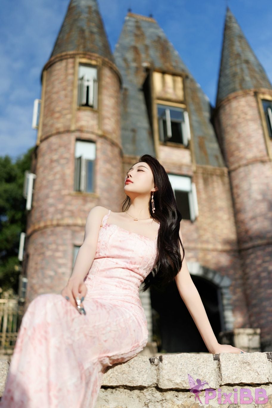 No watermark for in app purchases Yang Chenchen Yome XIUREN Model pink dress PixiBB.COM 013