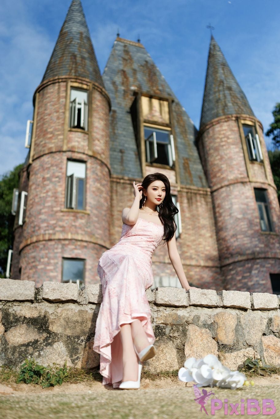 No watermark for in app purchases Yang Chenchen Yome XIUREN Model pink dress PixiBB.COM 014
