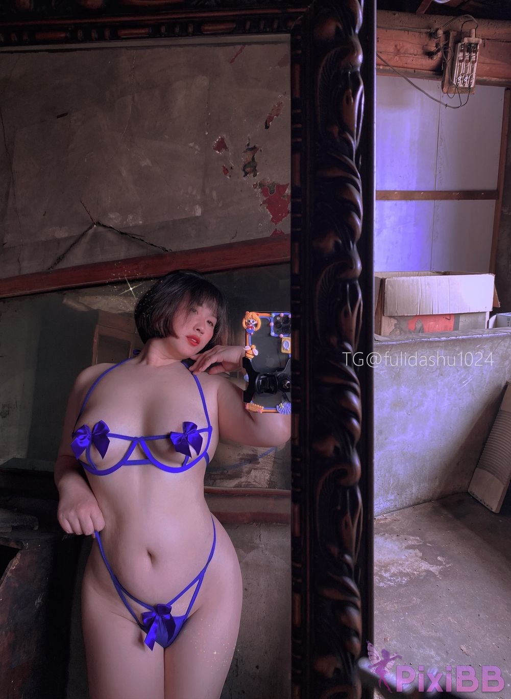 OtherXXX Yu Chi Suer BBW mature woman Uniform underwear micro tight ring PixiBB.COM 022