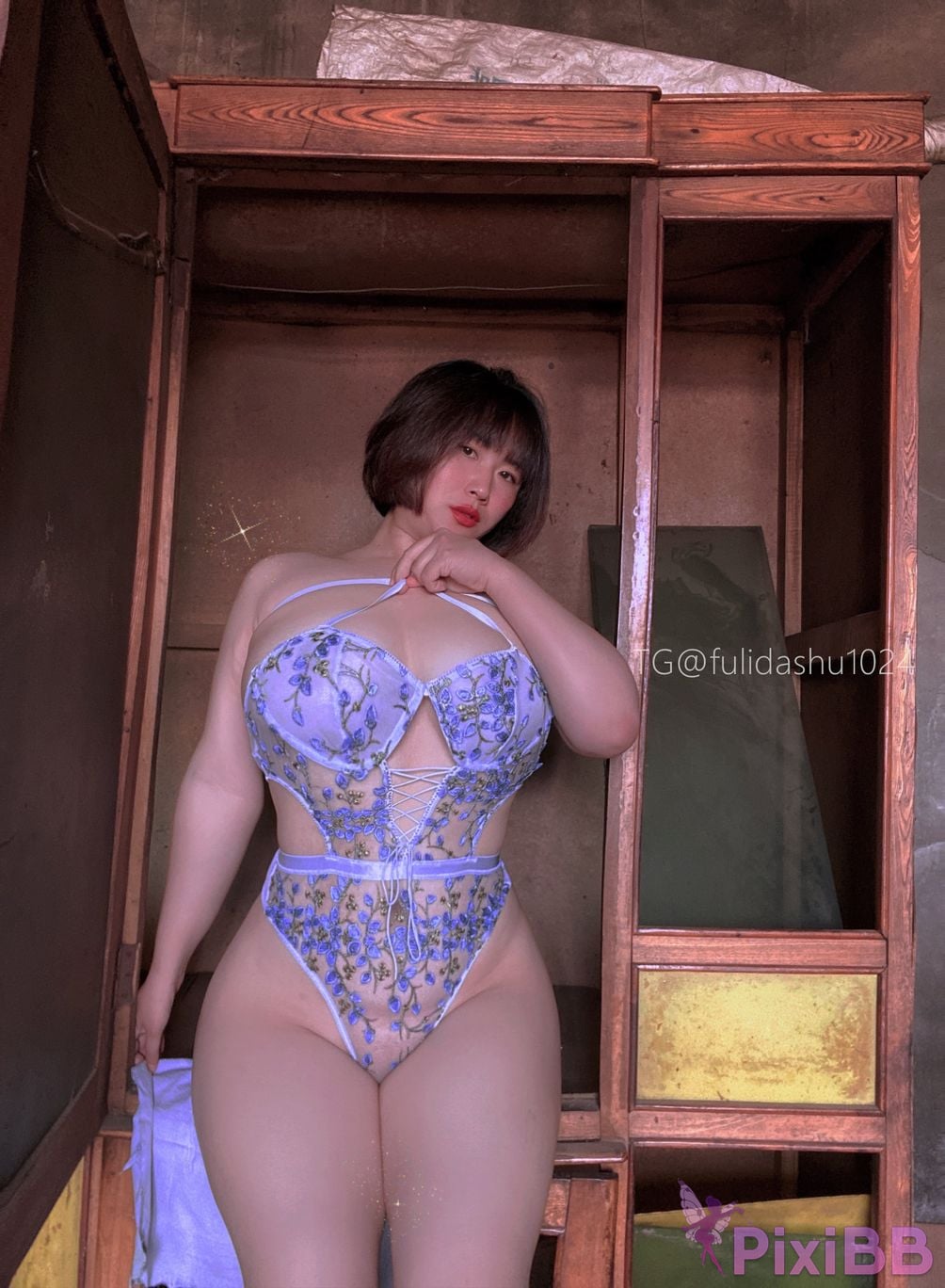 OtherXXX Yu Chi Suer BBW mature woman Uniform underwear micro tight ring PixiBB.COM 027