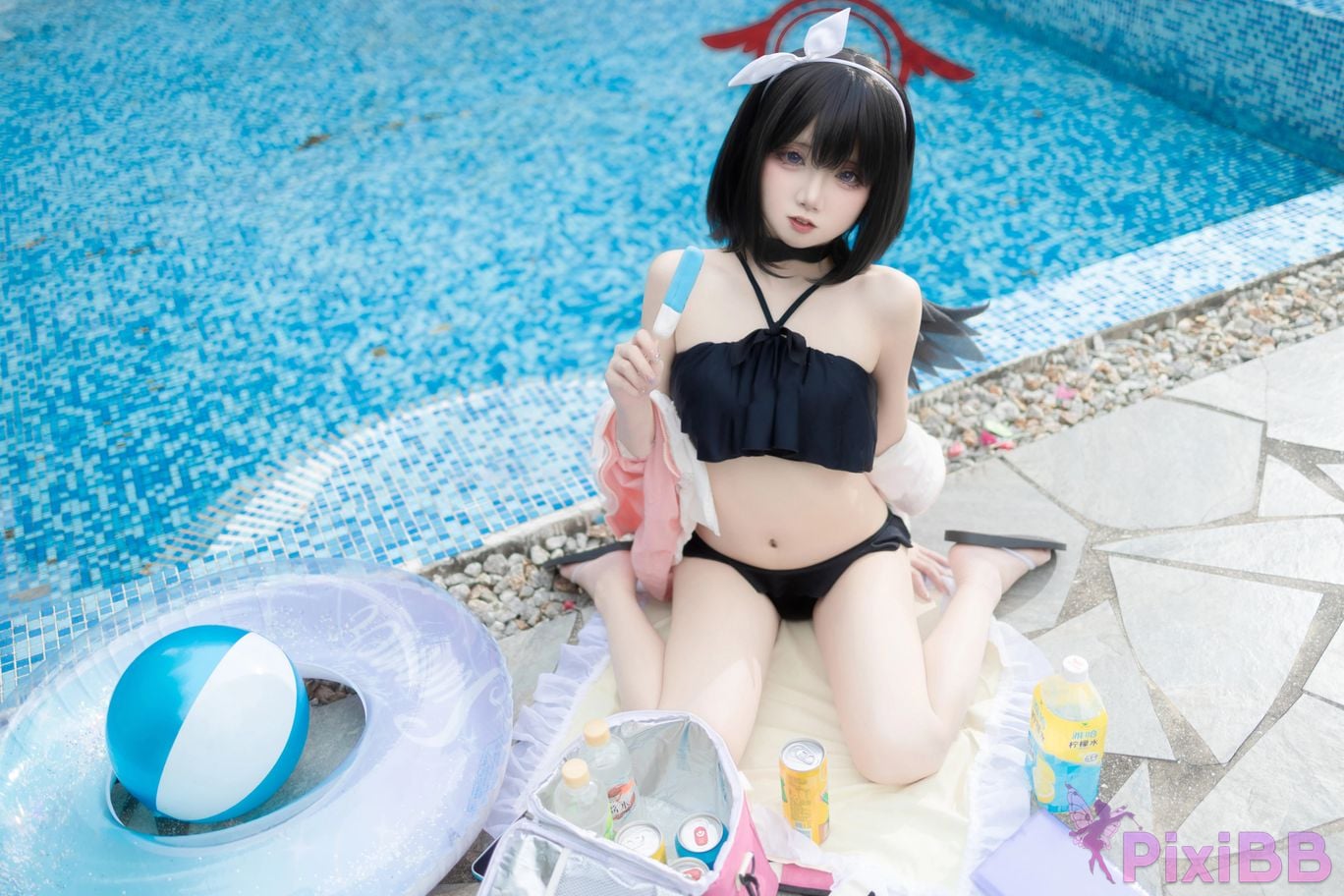 Cosplayer Zhiyue Etsu ko Blue Archive Seizan Mashiro swimsuit PixiBB.COM 004