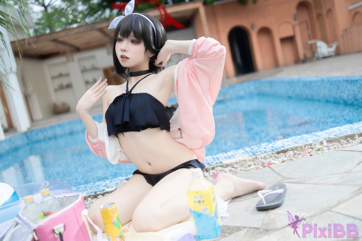 Cosplayer Zhiyue Etsu ko Blue Archive Seizan Mashiro swimsuit PixiBB.COM 008