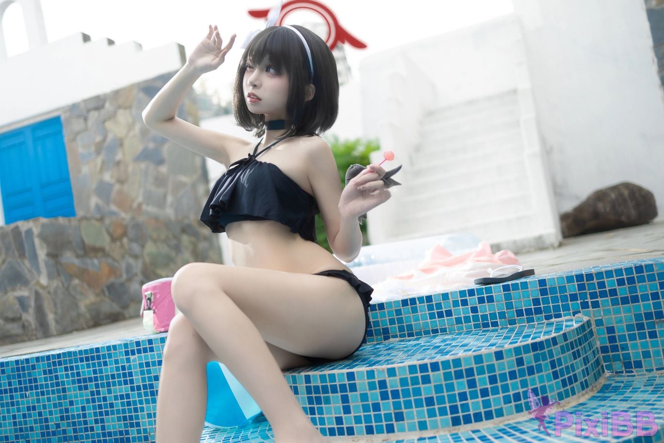 Cosplayer Zhiyue Etsu ko Blue Archive Seizan Mashiro swimsuit PixiBB.COM 018