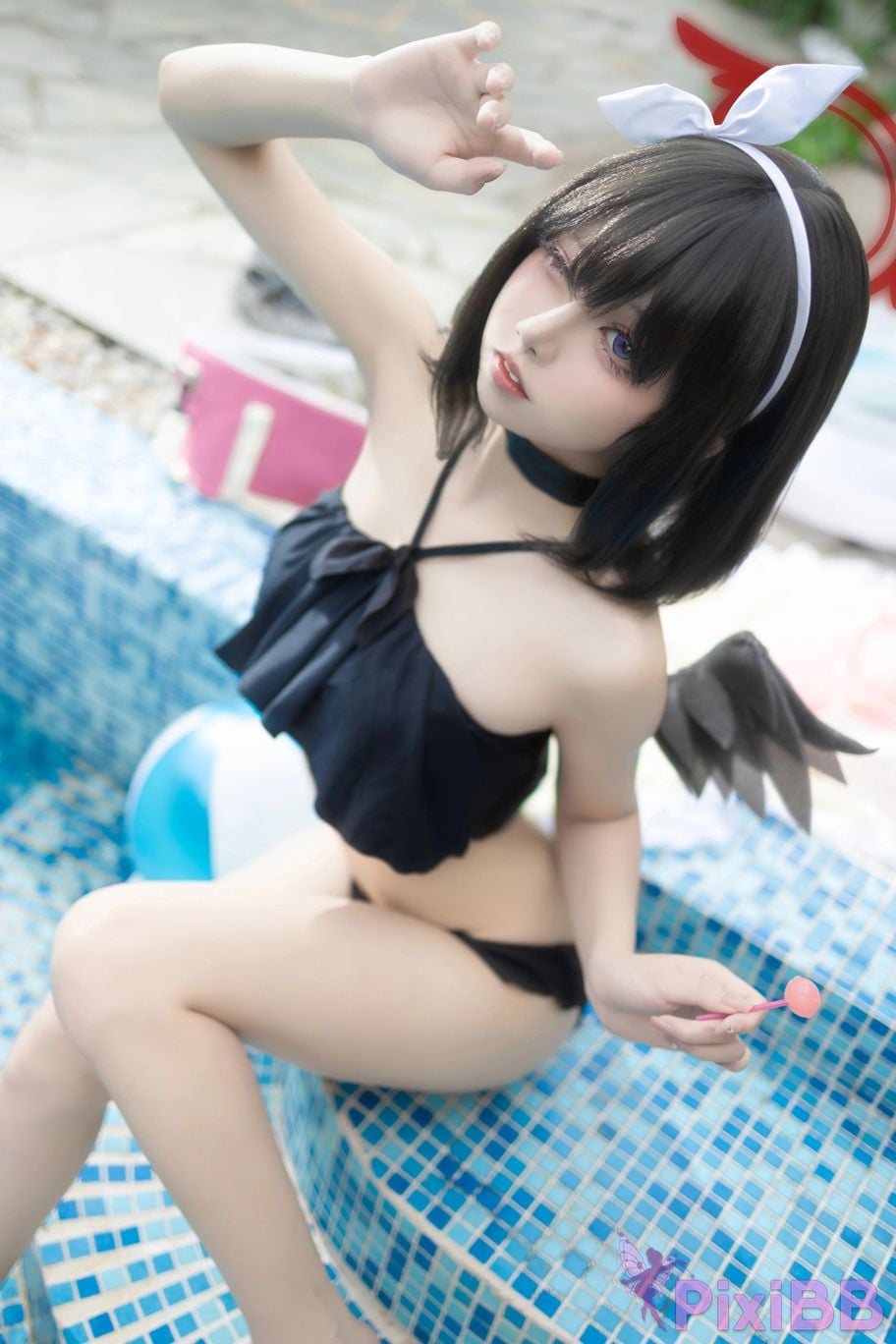 Cosplayer Zhiyue Etsu ko Blue Archive Seizan Mashiro swimsuit PixiBB.COM 019