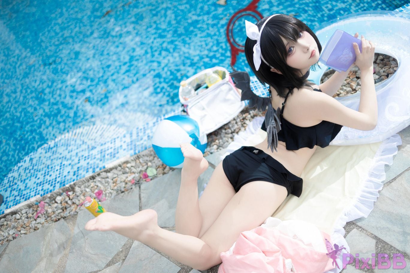 Cosplayer Zhiyue Etsu ko Blue Archive Seizan Mashiro swimsuit PixiBB.COM 025