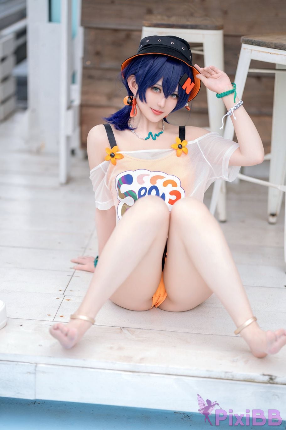 Cosplayer trace back sukki Zenless Zone Zero bell swimsuit PixiBB.COM 002