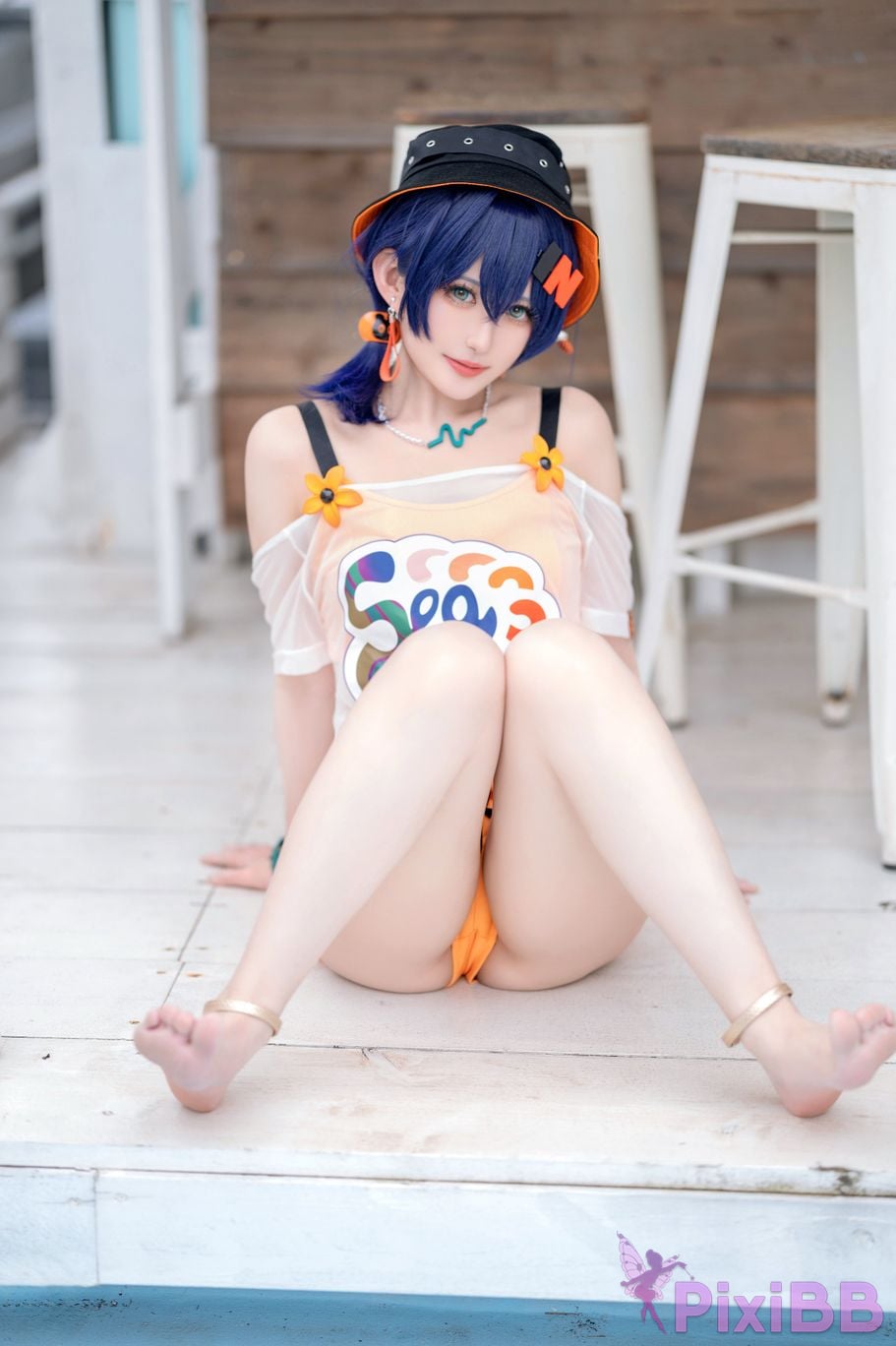 Cosplayer trace back sukki Zenless Zone Zero bell swimsuit PixiBB.COM 009
