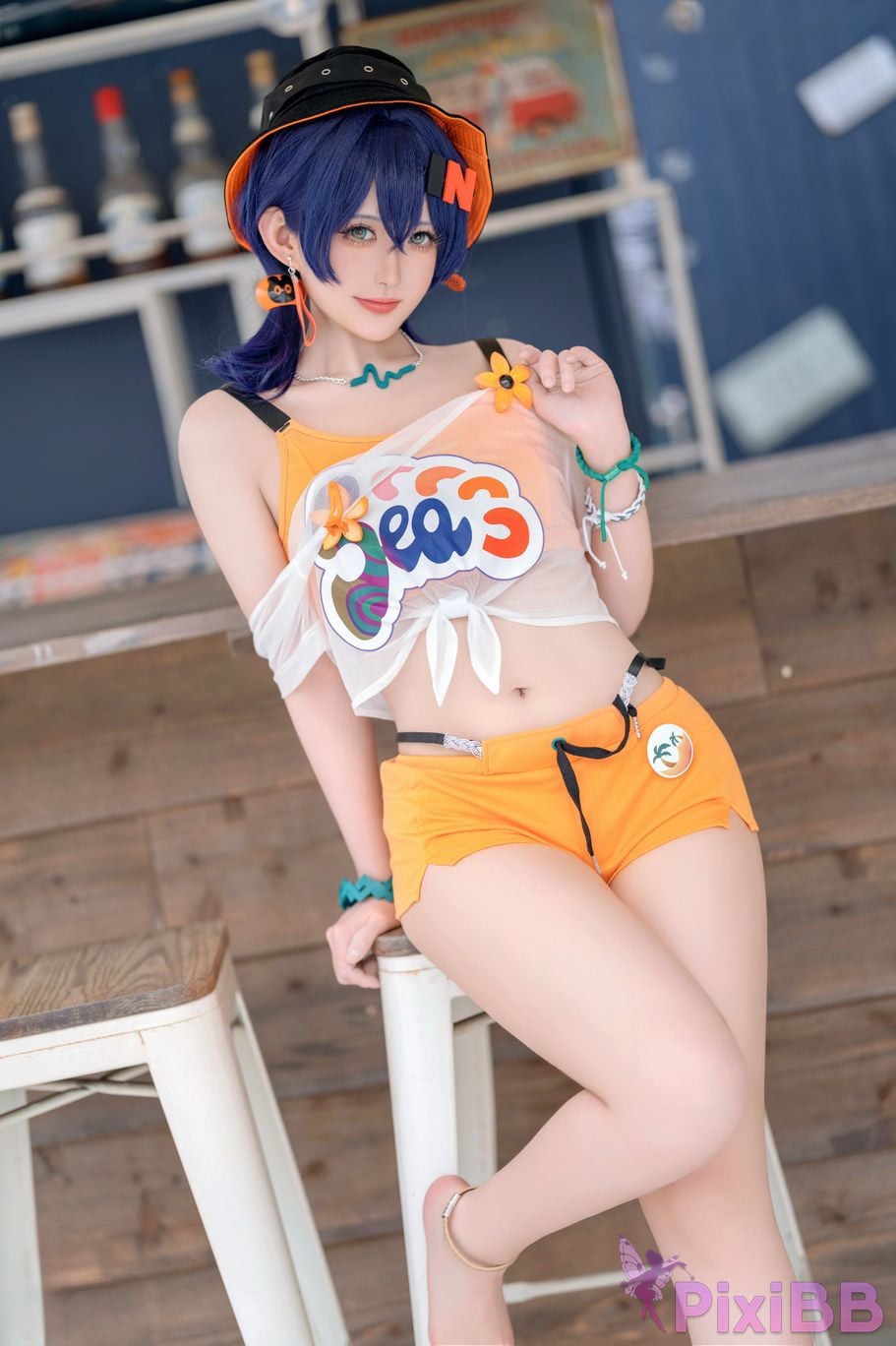 Cosplayer trace back sukki Zenless Zone Zero bell swimsuit PixiBB.COM 011