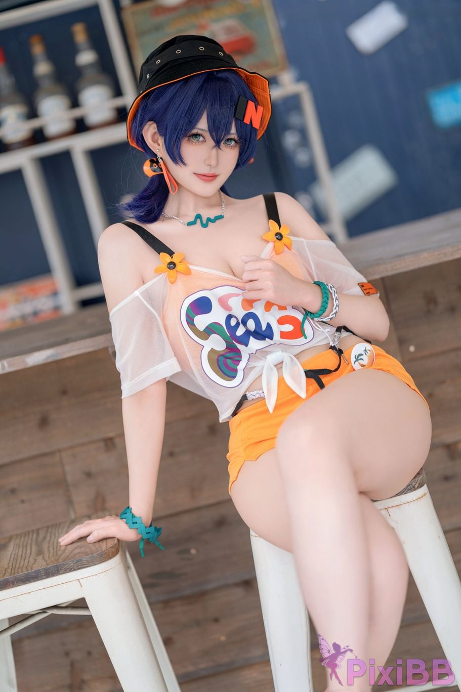 Cosplayer trace back sukki Zenless Zone Zero bell swimsuit PixiBB.COM 017