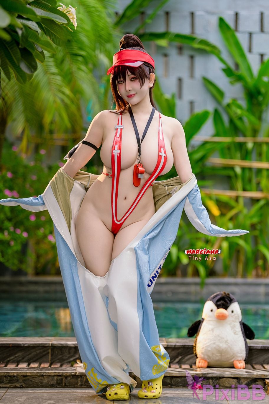 Cosplayer Tiny Asa Marciana Marine Study NIKKE Maruchana swimsuit PixiBB.COM 002