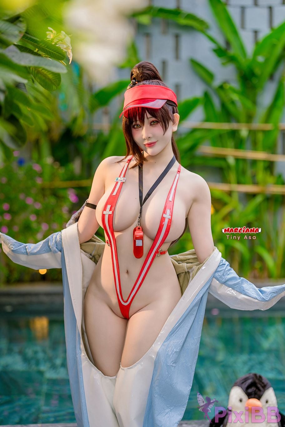 Cosplayer Tiny Asa Marciana Marine Study NIKKE Maruchana swimsuit PixiBB.COM 006