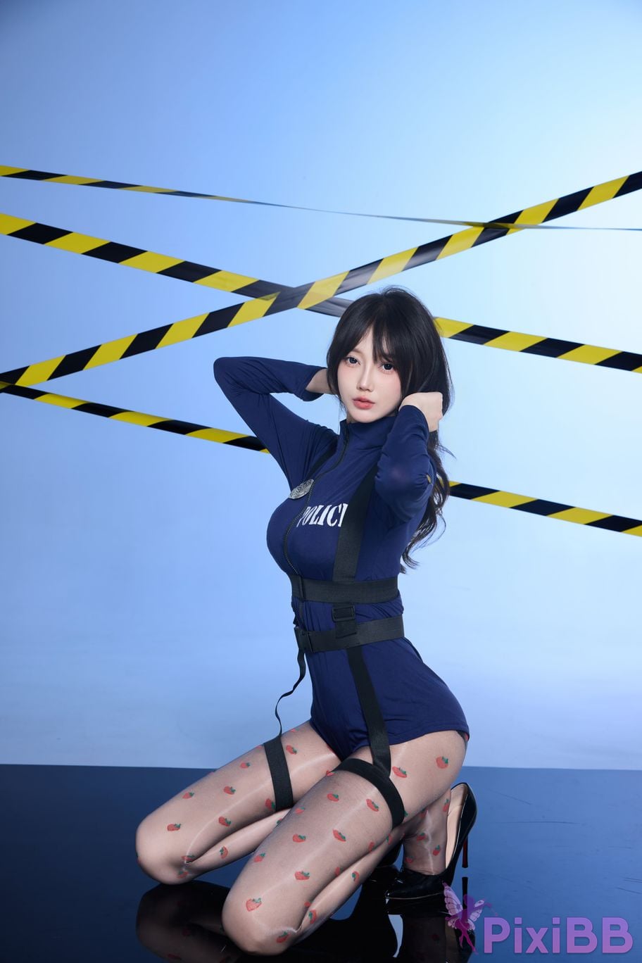 No watermark for in app purchases Yueer Yue er XIUREN Model Blue sexy uniform PixiBB.COM 001
