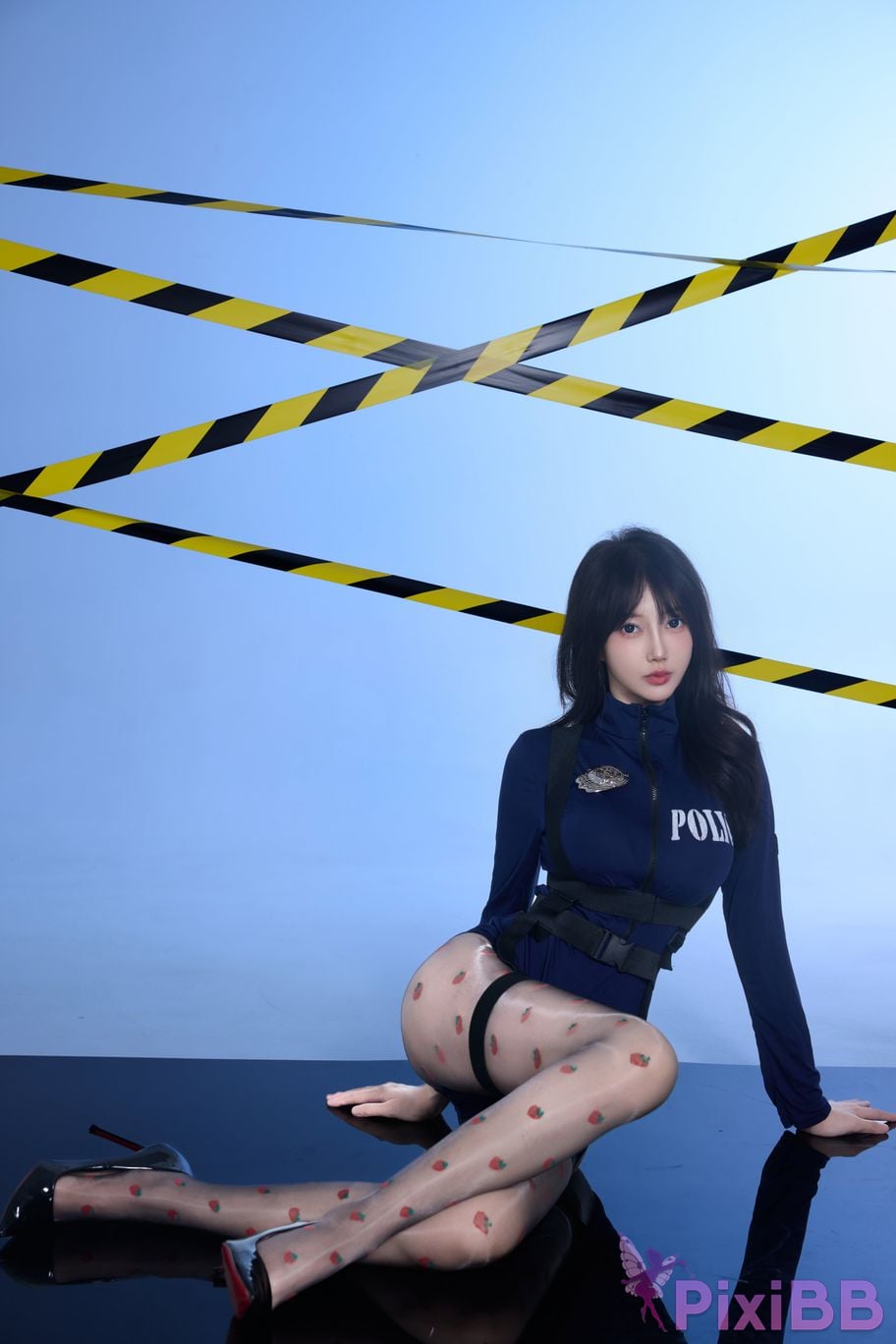 No watermark for in app purchases Yueer Yue er XIUREN Model Blue sexy uniform PixiBB.COM 013