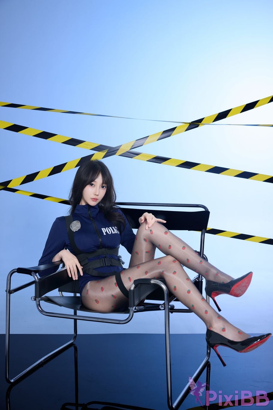 No watermark for in app purchases Yueer Yue er XIUREN Model Blue sexy uniform PixiBB.COM 017