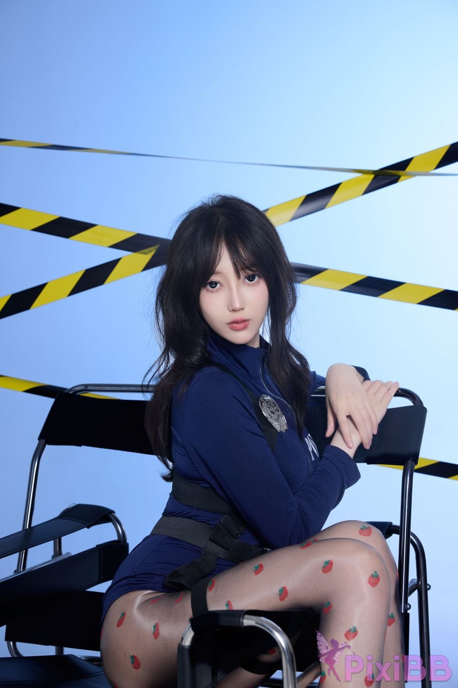 No watermark for in app purchases Yueer Yue er XIUREN Model Blue sexy uniform PixiBB.COM 019