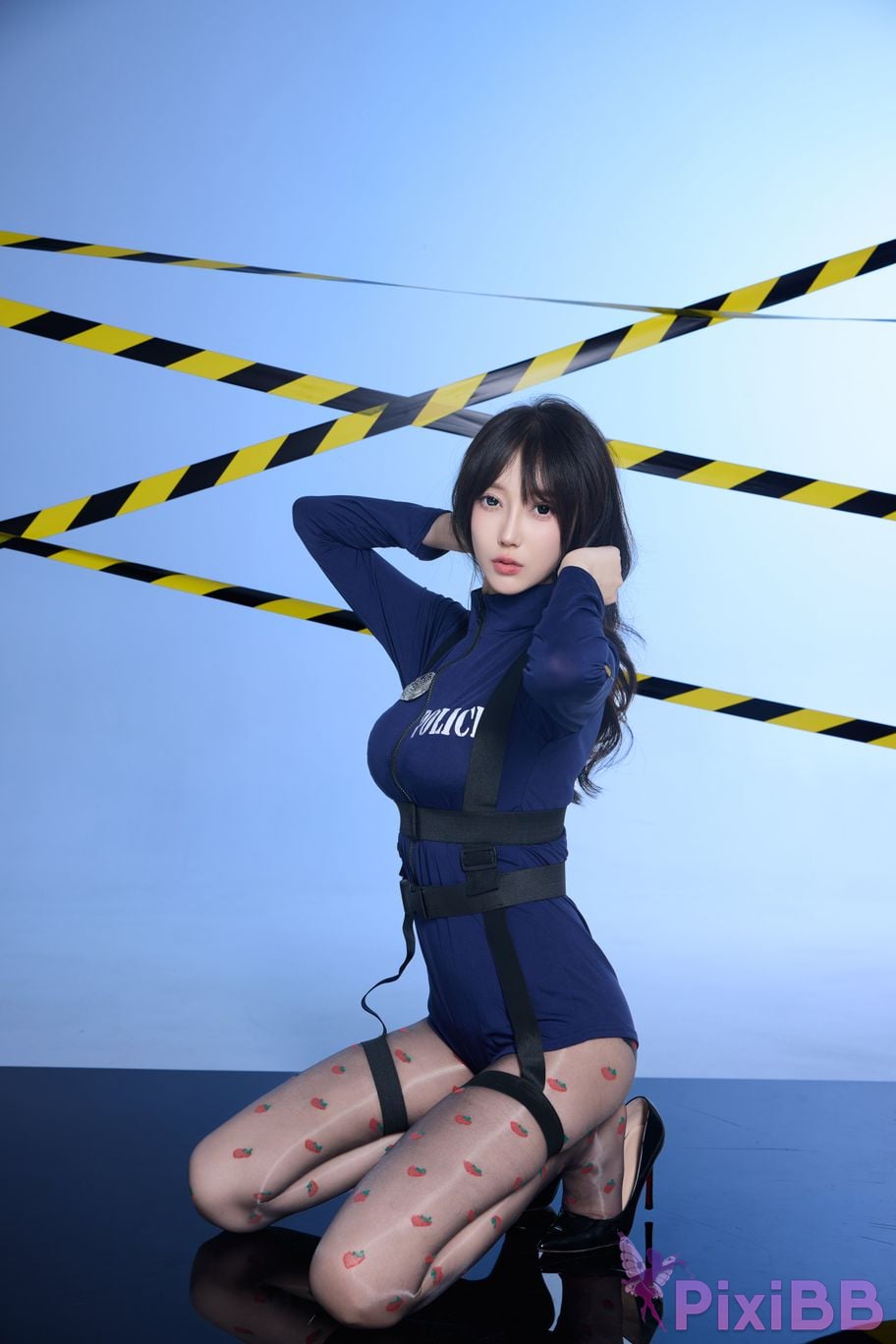 No watermark for in app purchases Yueer Yue er XIUREN Model Blue sexy uniform PixiBB.COM 022